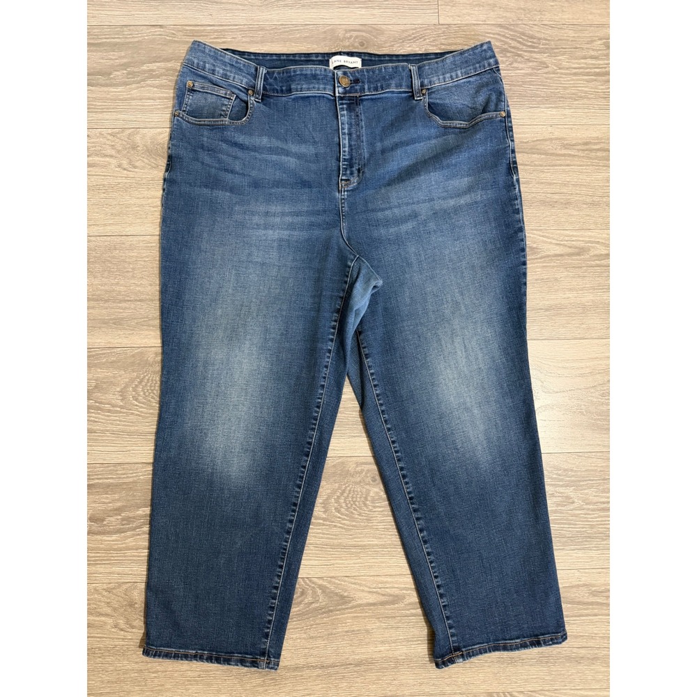 Lane Bryant Siz 22 High Rise Girlfriend Straight Jeans Flex Magic Waistband Blue